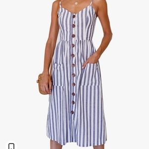 Light Blue and White Striped Sun Dress